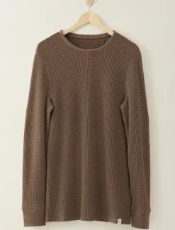 Discount OUKU Men's Waffle Tee Waffle Shirt T Shirt Tee Top Long Sleeve Crew Neck Spring & Fall Plain Fashion Designer Basic Vacation Street Going out Black Brown Beige Top Tee for Men