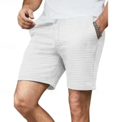 OUKU Men's Waffle Waffle Shorts Sweat Shorts Basketball Shorts Pocket Drawstring Elastic Waist Plain Comfort Quick Dry Short Holiday Beach Weekend Fashion Casual ArmyGreen Black Micro-elastic