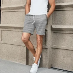 OUKU Men's Waffle Waffle Shorts Sweat Shorts Basketball Shorts Pocket Drawstring Elastic Waist Plain Comfort Quick Dry Short Holiday Beach Weekend Fashion Casual ArmyGreen Black Micro-elastic