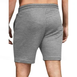 OUKU Men's Waffle Waffle Shorts Sweat Shorts Basketball Shorts Pocket Drawstring Elastic Waist Plain Comfort Quick Dry Short Holiday Beach Weekend Fashion Casual ArmyGreen Black Micro-elastic