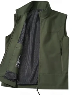 New OUKU Men's Waistcoat Training Outdoor Vacation Sports & Outdoor Neutral Fashion Spring Fall Polyester Solid Color Turtleneck Black White Navy Blue Army Green Vest