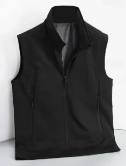 New OUKU Men's Waistcoat Training Outdoor Vacation Sports & Outdoor Neutral Fashion Spring Fall Polyester Solid Color Turtleneck Black White Navy Blue Army Green Vest