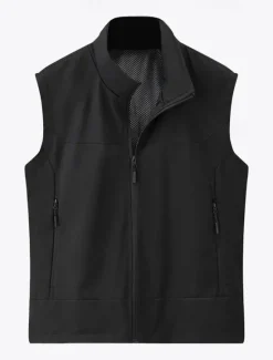 New OUKU Men's Waistcoat Training Outdoor Vacation Sports & Outdoor Neutral Fashion Spring Fall Polyester Solid Color Turtleneck Black White Navy Blue Army Green Vest
