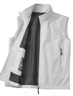 New OUKU Men's Waistcoat Training Outdoor Vacation Sports & Outdoor Neutral Fashion Spring Fall Polyester Solid Color Turtleneck Black White Navy Blue Army Green Vest