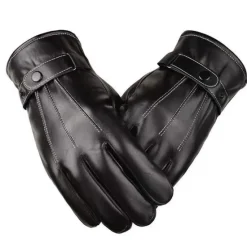 Hot OUKU Men's Warm Winter Gloves Outdoor Daily Holiday Solid / Plain Color Polyester PU Leather Simple Casual Classic Warm 1 Pair Black