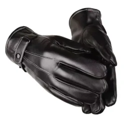 Hot OUKU Men's Warm Winter Gloves Outdoor Daily Holiday Solid / Plain Color Polyester PU Leather Simple Casual Classic Warm 1 Pair Black