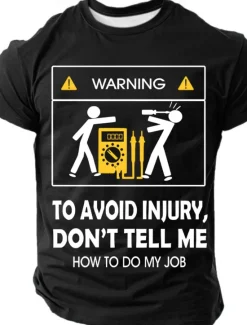 Best OUKU Men's Warning To Avoid Injury, Don't Tell Me How To Do My Job Funny Slang T Shirt Short Sleeve T shirt 3D Print Crew Neck Round Neck Shirt Fashion Daily Street Casual Daily Clothing Apparel