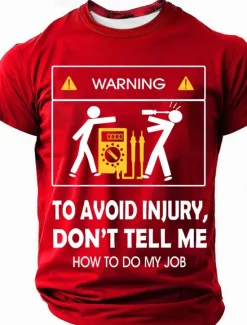 Best OUKU Men's Warning To Avoid Injury, Don't Tell Me How To Do My Job Funny Slang T Shirt Short Sleeve T shirt 3D Print Crew Neck Round Neck Shirt Fashion Daily Street Casual Daily Clothing Apparel