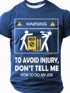 Best OUKU Men's Warning To Avoid Injury, Don't Tell Me How To Do My Job Funny Slang T Shirt Short Sleeve T shirt 3D Print Crew Neck Round Neck Shirt Fashion Daily Street Casual Daily Clothing Apparel