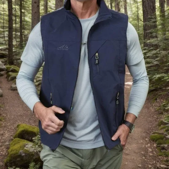 Discount OUKU Men's Waterproof Fishing Vest Hiking Vest Sleeveless Outerwear Jacket Zip Top Outdoor Windproof Ultra Light (UL) Quick Dry Autumn / Fall Spring Back Venting Design Chinlon Solid Color Red Army Green