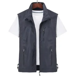 Discount OUKU Men's Waterproof Fishing Vest Hiking Vest Sleeveless Outerwear Jacket Zip Top Outdoor Windproof Ultra Light (UL) Quick Dry Autumn / Fall Spring Back Venting Design Chinlon Solid Color Red Army Green