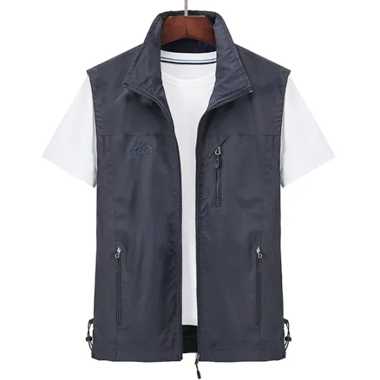 Discount OUKU Men's Waterproof Fishing Vest Hiking Vest Sleeveless Outerwear Jacket Zip Top Outdoor Windproof Ultra Light (UL) Quick Dry Autumn / Fall Spring Back Venting Design Chinlon Solid Color Red Army Green
