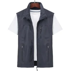 Discount OUKU Men's Waterproof Fishing Vest Hiking Vest Sleeveless Outerwear Jacket Zip Top Outdoor Windproof Ultra Light (UL) Quick Dry Autumn / Fall Spring Back Venting Design Chinlon Solid Color Red Army Green