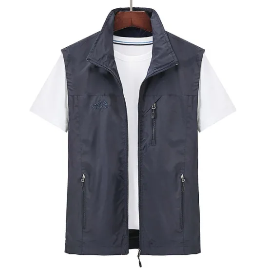 Discount OUKU Men's Waterproof Fishing Vest Hiking Vest Sleeveless Outerwear Jacket Zip Top Outdoor Windproof Ultra Light (UL) Quick Dry Autumn / Fall Spring Back Venting Design Chinlon Solid Color Red Army Green