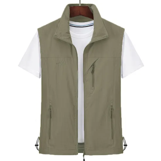 Discount OUKU Men's Waterproof Fishing Vest Hiking Vest Sleeveless Outerwear Jacket Zip Top Outdoor Windproof Ultra Light (UL) Quick Dry Autumn / Fall Spring Back Venting Design Chinlon Solid Color Red Army Green
