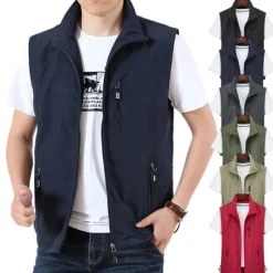 Discount OUKU Men's Waterproof Fishing Vest Hiking Vest Sleeveless Outerwear Jacket Zip Top Outdoor Windproof Ultra Light (UL) Quick Dry Autumn / Fall Spring Back Venting Design Chinlon Solid Color Red Army Green