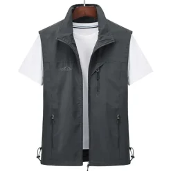 Discount OUKU Men's Waterproof Fishing Vest Hiking Vest Sleeveless Outerwear Jacket Zip Top Outdoor Windproof Ultra Light (UL) Quick Dry Autumn / Fall Spring Back Venting Design Chinlon Solid Color Red Army Green