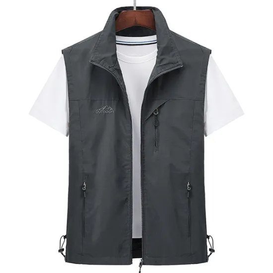 Discount OUKU Men's Waterproof Fishing Vest Hiking Vest Sleeveless Outerwear Jacket Zip Top Outdoor Windproof Ultra Light (UL) Quick Dry Autumn / Fall Spring Back Venting Design Chinlon Solid Color Red Army Green