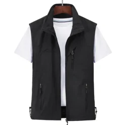 Discount OUKU Men's Waterproof Fishing Vest Hiking Vest Sleeveless Outerwear Jacket Zip Top Outdoor Windproof Ultra Light (UL) Quick Dry Autumn / Fall Spring Back Venting Design Chinlon Solid Color Red Army Green