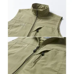 Discount OUKU Men's Waterproof Fishing Vest Hiking Vest Sleeveless Outerwear Jacket Zip Top Outdoor Windproof Ultra Light (UL) Quick Dry Autumn / Fall Spring Back Venting Design Chinlon Solid Color Red Army Green