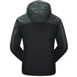 OUKU Men's Waterproof Hiking Jacket Gorpcore Rain Jacket Hiking Windbreaker Outdoor Waterproof Windproof Lightweight Breathable Detachable Cap Outerwear Trench Coat Full Zip Hoodie Hunting Fishing Climbing Black