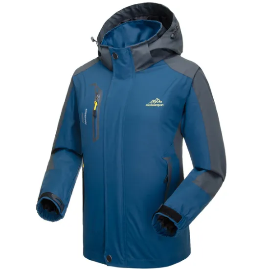 OUKU Men's Waterproof Hiking Jacket Gorpcore Rain Jacket Hiking Windbreaker Outdoor Waterproof Windproof Lightweight Breathable Detachable Cap Outerwear Trench Coat Full Zip Hoodie Hunting Fishing Climbing Black