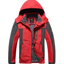 Online OUKU Men's Waterproof Hiking Jacket Hiking Windbreaker Summer Outdoor Solid Color Thermal Warm Windproof Lightweight Breathable Jacket Hoodie Top Camping / Hiking Hunting Ski / Snowboard Black / Red Bule
