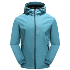 New OUKU mens waterproof rain jacket gorpcore outdoor lightweight shell raincoat packable zip up hooded hiking running trench coat blue