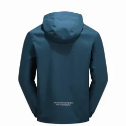New OUKU mens waterproof rain jacket gorpcore outdoor lightweight shell raincoat packable zip up hooded hiking running trench coat blue