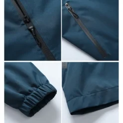 New OUKU mens waterproof rain jacket gorpcore outdoor lightweight shell raincoat packable zip up hooded hiking running trench coat blue