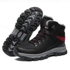 Online OUKU Men's Waterproof Winter Hiking Boots with Fur Lining – Anti-Slip Outdoor Trekking Shoes for Cold Weather