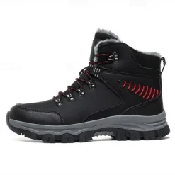 Online OUKU Men's Waterproof Winter Hiking Boots with Fur Lining – Anti-Slip Outdoor Trekking Shoes for Cold Weather