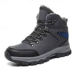 Online OUKU Men's Waterproof Winter Hiking Boots with Fur Lining – Anti-Slip Outdoor Trekking Shoes for Cold Weather