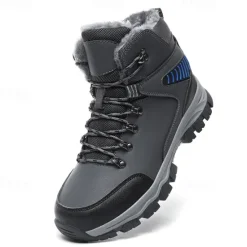 Online OUKU Men's Waterproof Winter Hiking Boots with Fur Lining – Anti-Slip Outdoor Trekking Shoes for Cold Weather