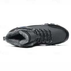 Online OUKU Men's Waterproof Winter Hiking Boots with Fur Lining – Anti-Slip Outdoor Trekking Shoes for Cold Weather