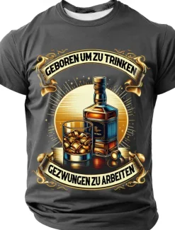 Best OUKU Men's Whisky German T Shirt Short Sleeve T shirt 3D Print Crew Neck Shirt Fashion Daily Street Casual Daily Black Blue Green Summer Spring All Seasons Clothing Apparel S M L XL XXL XXXL