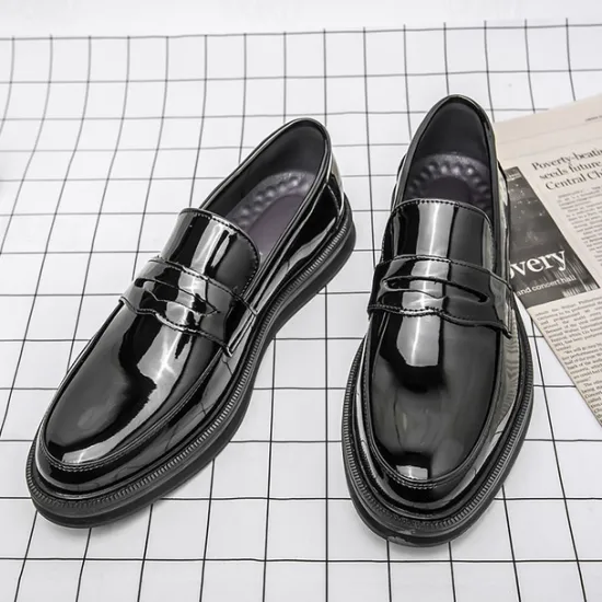 New OUKU Men's White Faux Leather Penny Loafers – Sleek Casual and Formal Shoes for Business, Parties, and Everyday Wear