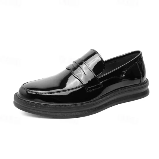 New OUKU Men's White Faux Leather Penny Loafers – Sleek Casual and Formal Shoes for Business, Parties, and Everyday Wear