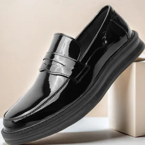 New OUKU Men's White Faux Leather Penny Loafers – Sleek Casual and Formal Shoes for Business, Parties, and Everyday Wear