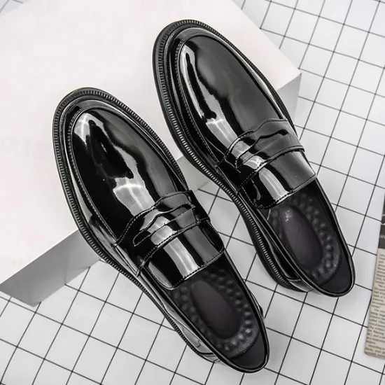 New OUKU Men's White Faux Leather Penny Loafers – Sleek Casual and Formal Shoes for Business, Parties, and Everyday Wear