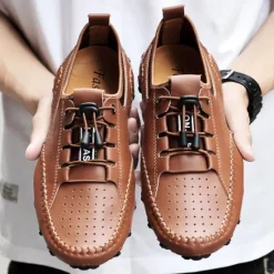 Online OUKU Men's White Perforated Casual Shoes with Hand-Stitched Detailing, Breathable Mesh Upper and Comfortable Slip-On Design