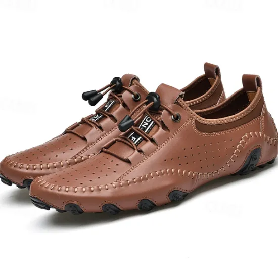 Online OUKU Men's White Perforated Casual Shoes with Hand-Stitched Detailing, Breathable Mesh Upper and Comfortable Slip-On Design