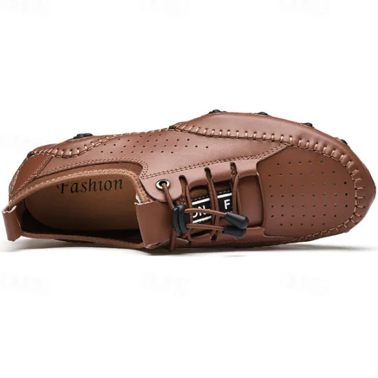 Online OUKU Men's White Perforated Casual Shoes with Hand-Stitched Detailing, Breathable Mesh Upper and Comfortable Slip-On Design