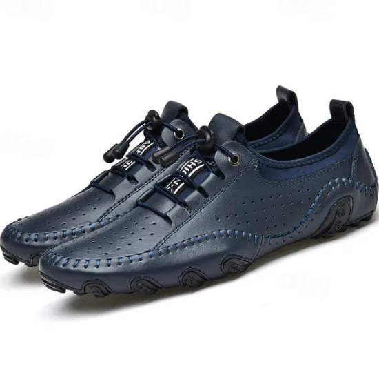 Online OUKU Men's White Perforated Casual Shoes with Hand-Stitched Detailing, Breathable Mesh Upper and Comfortable Slip-On Design