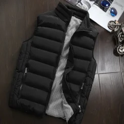 Discount OUKU Men's Windbreaker Quilted Puffer Vest Quilted Full Zip Sleeveless Outerwear Casual Athleisure Winter Thermal Warm Waterproof Windproof Fitness Gym Workout Running Sportswear Activewear Solid Colored