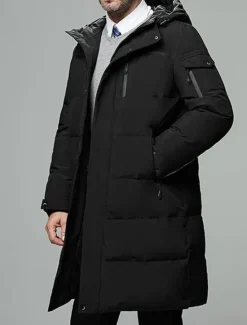 Outlet OUKU Men's Winter Coat Down Jacket Puffer Jacket Cardigan Long Daily Wear Vacation To-Go Casual / Daily Winter Solid / Plain Color Black Green Gray Puffer Jacket