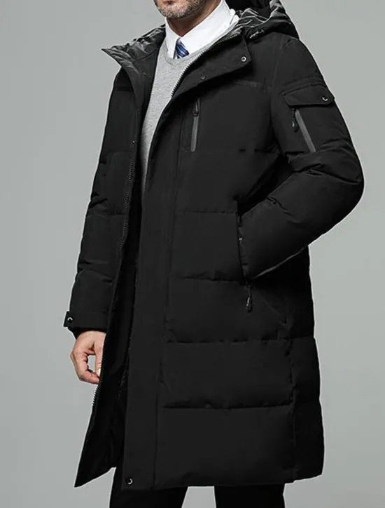 Outlet OUKU Men's Winter Coat Down Jacket Puffer Jacket Cardigan Long Daily Wear Vacation To-Go Casual / Daily Winter Solid / Plain Color Black Green Gray Puffer Jacket