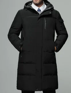 Outlet OUKU Men's Winter Coat Down Jacket Puffer Jacket Cardigan Long Daily Wear Vacation To-Go Casual / Daily Winter Solid / Plain Color Black Green Gray Puffer Jacket