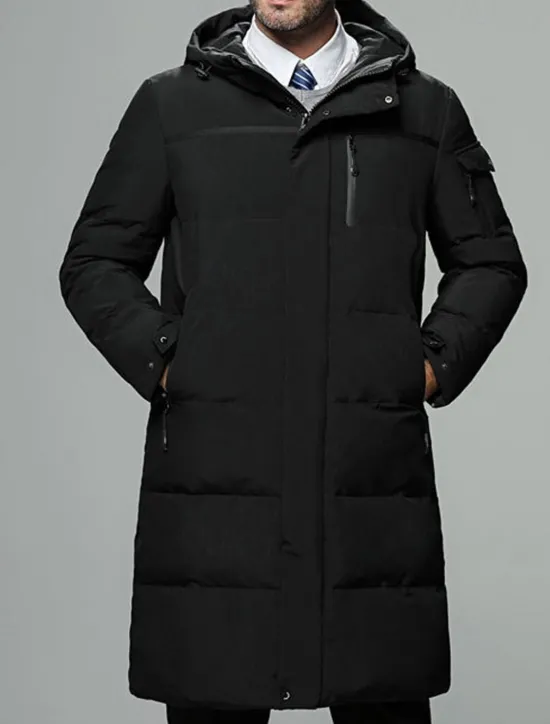 Outlet OUKU Men's Winter Coat Down Jacket Puffer Jacket Cardigan Long Daily Wear Vacation To-Go Casual / Daily Winter Solid / Plain Color Black Green Gray Puffer Jacket