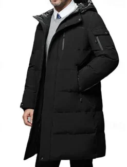 Outlet OUKU Men's Winter Coat Down Jacket Puffer Jacket Cardigan Long Daily Wear Vacation To-Go Casual / Daily Winter Solid / Plain Color Black Green Gray Puffer Jacket